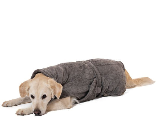 LILLS DOG BATHROBE ORGANIC COTTON STONE GREY