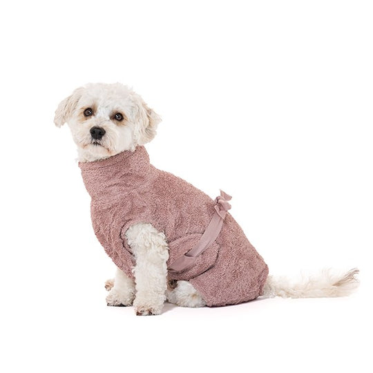 LILLS DOG BATHROBE ORGANIC COTTON PINK BERRY